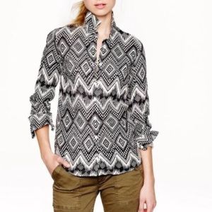 JCREW - Black and white Aztec print shirt size 8
